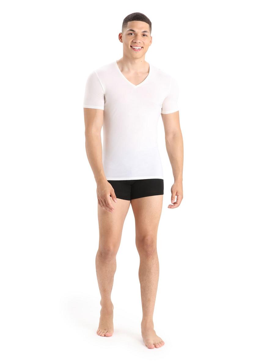 Snow Icebreaker Merino Anatomica Short Sleeve V Neck T-Shirt Men's Underwear | AU 1294CTVE